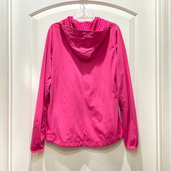 New Nike Golf Medium Jacket Pink Fuchsia Gingham Hood Full Zip Lined - Picture 3 of 7